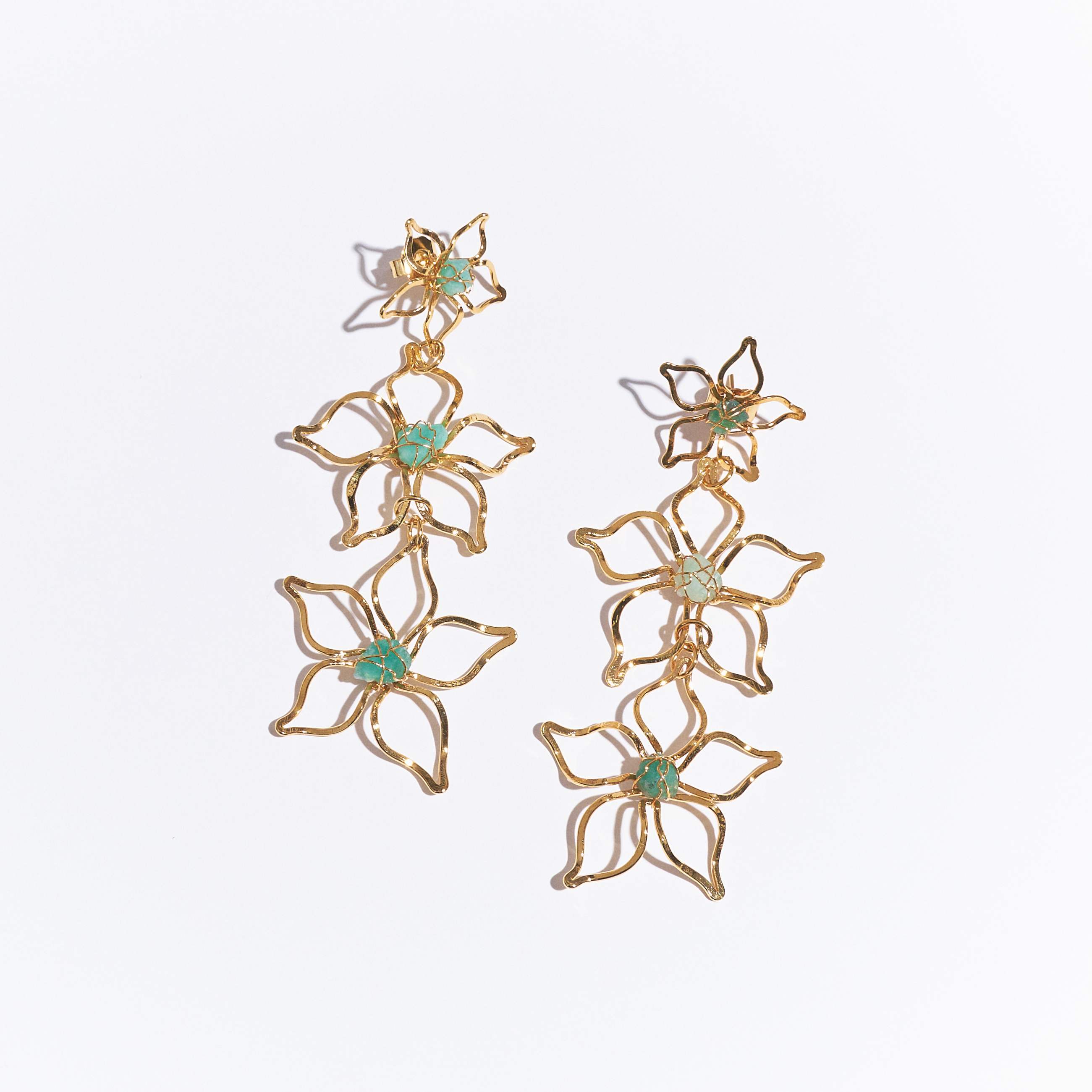 Aretes Flor Loto Triple